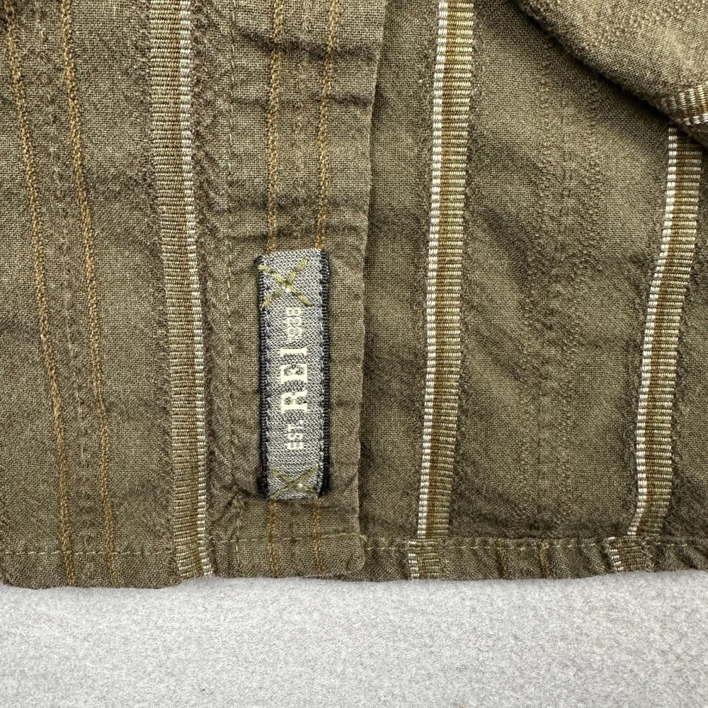 REI Mens Button‎ Down Shirt XXL Olive Green Striped Long Sleeve Cotton - Picture 10 of 14